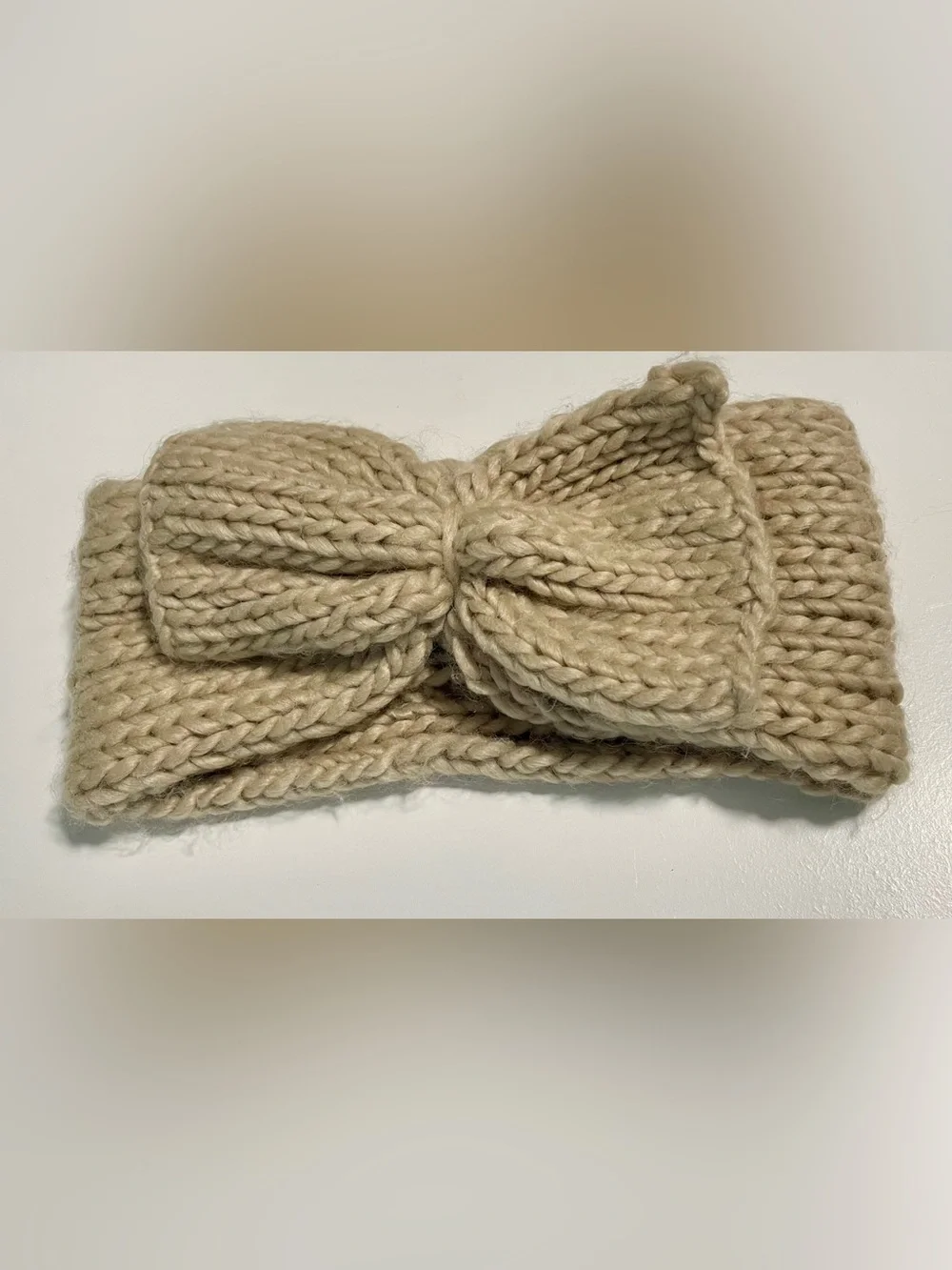 Chunky Knit Bow Headband | Cream Winter Ear Warmer | One Size